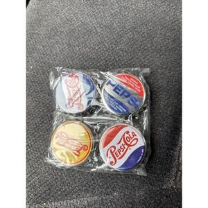 Vintage Pepsi Cola -‎ Bottle Cap Fridge Magnets, Lot of 4 Logo Variations
